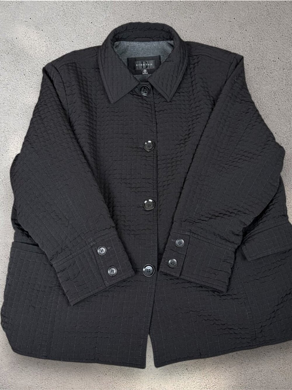 Braetan Quilted Jacket Women’s 2X Black Button Front Textured Fleece Lined